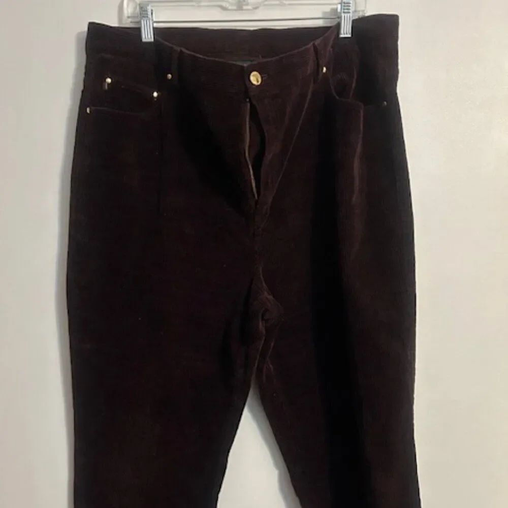 Lauren Jean Co Ralph Lauren Burgundy 5 pocket straight corduroy pants, size 18W